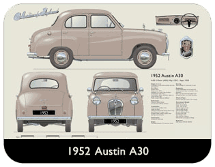 Austin A30 4 door saloon 1952 version Place Mat, Medium